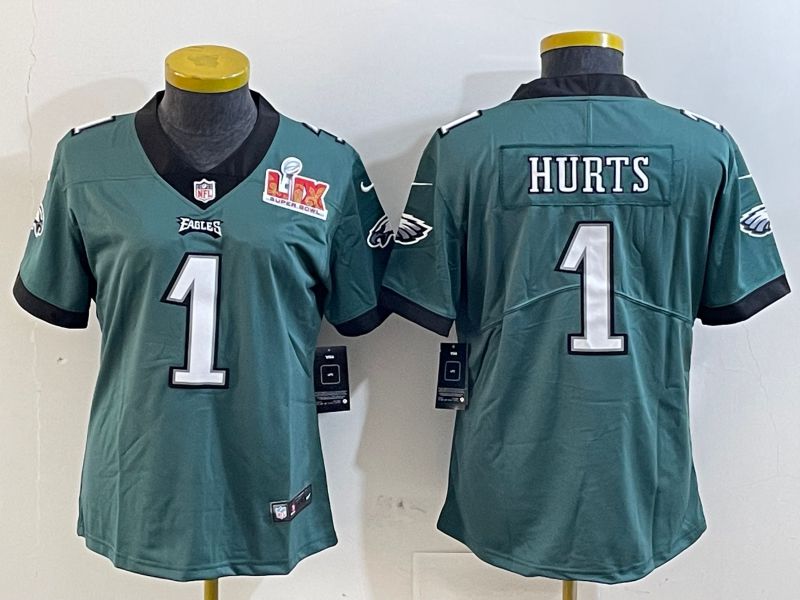 Youth Philadelphia Eagles #1 Hurts Green 2025 Nike Vapor Limited NFL Jersey style 2